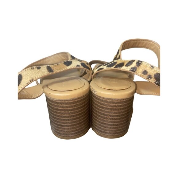 J.Crew Leopard Print Calf Hair Ankle Strap Low Block-Heel Sandals Size 8.5 - Picture 7 of 10